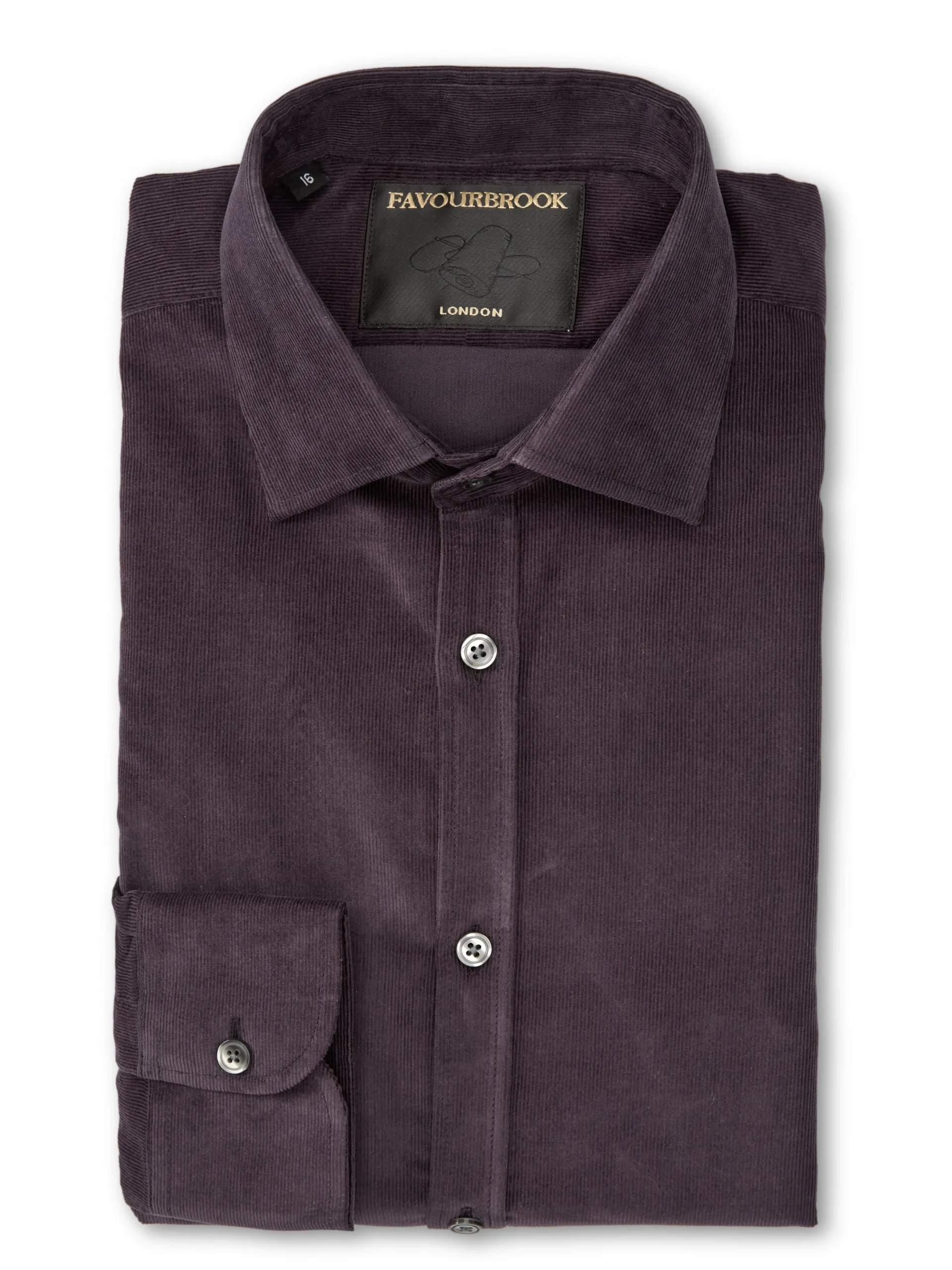 Favourbrook Aubergine Mersey Cord Burlington Shirt- Shirts