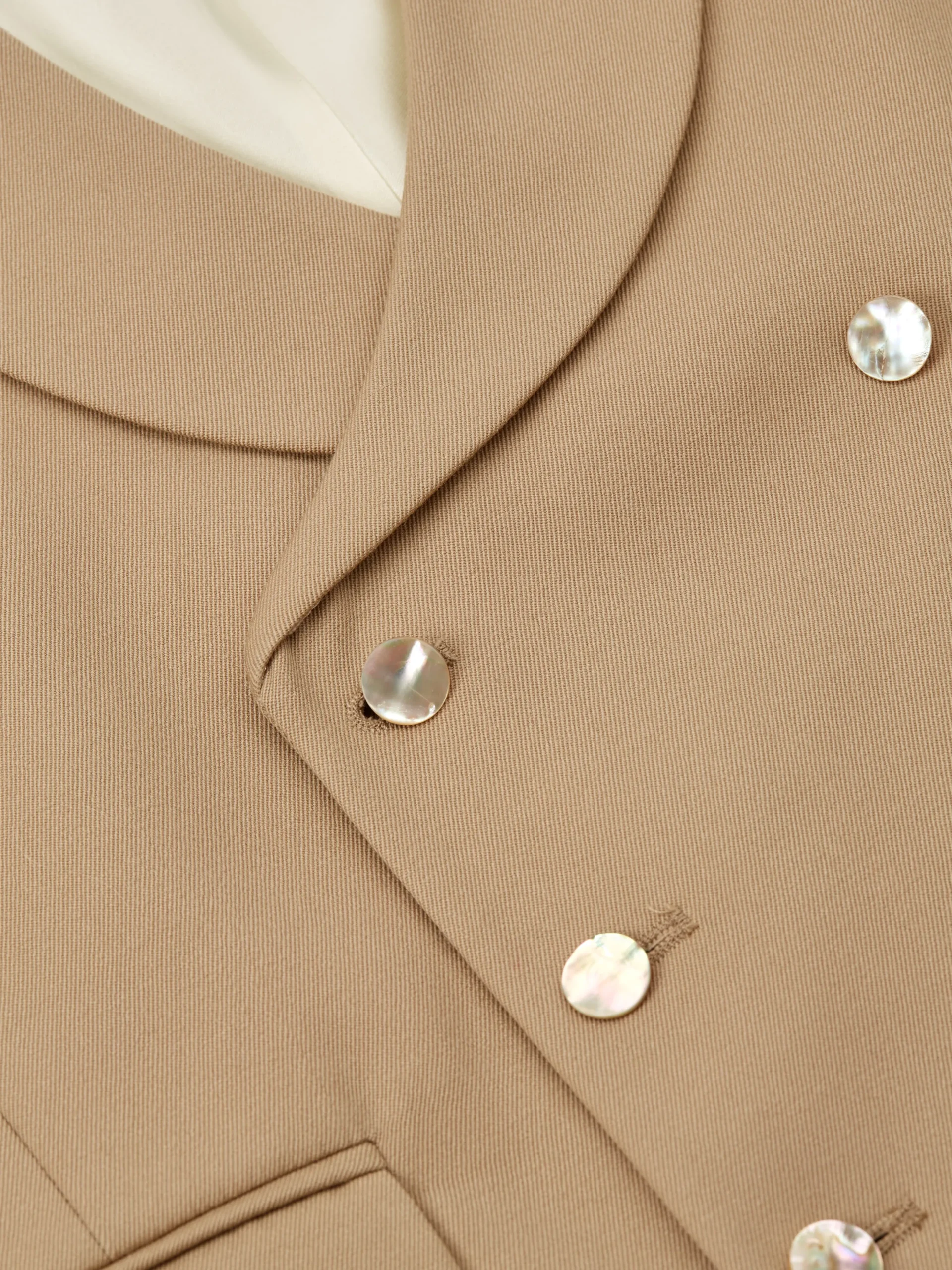Favourbrook Beige Gabardine Wool Double Breasted 8 Button Shawl Lapel Waistcoat- Wedding Attire | Waistcoats