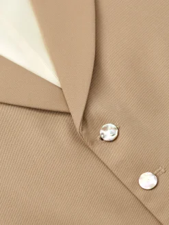 Favourbrook Beige Gabardine Wool Single Breasted 6 Button Notch Lapel Waistcoat- Waistcoats | Single Breasted Waistcoats