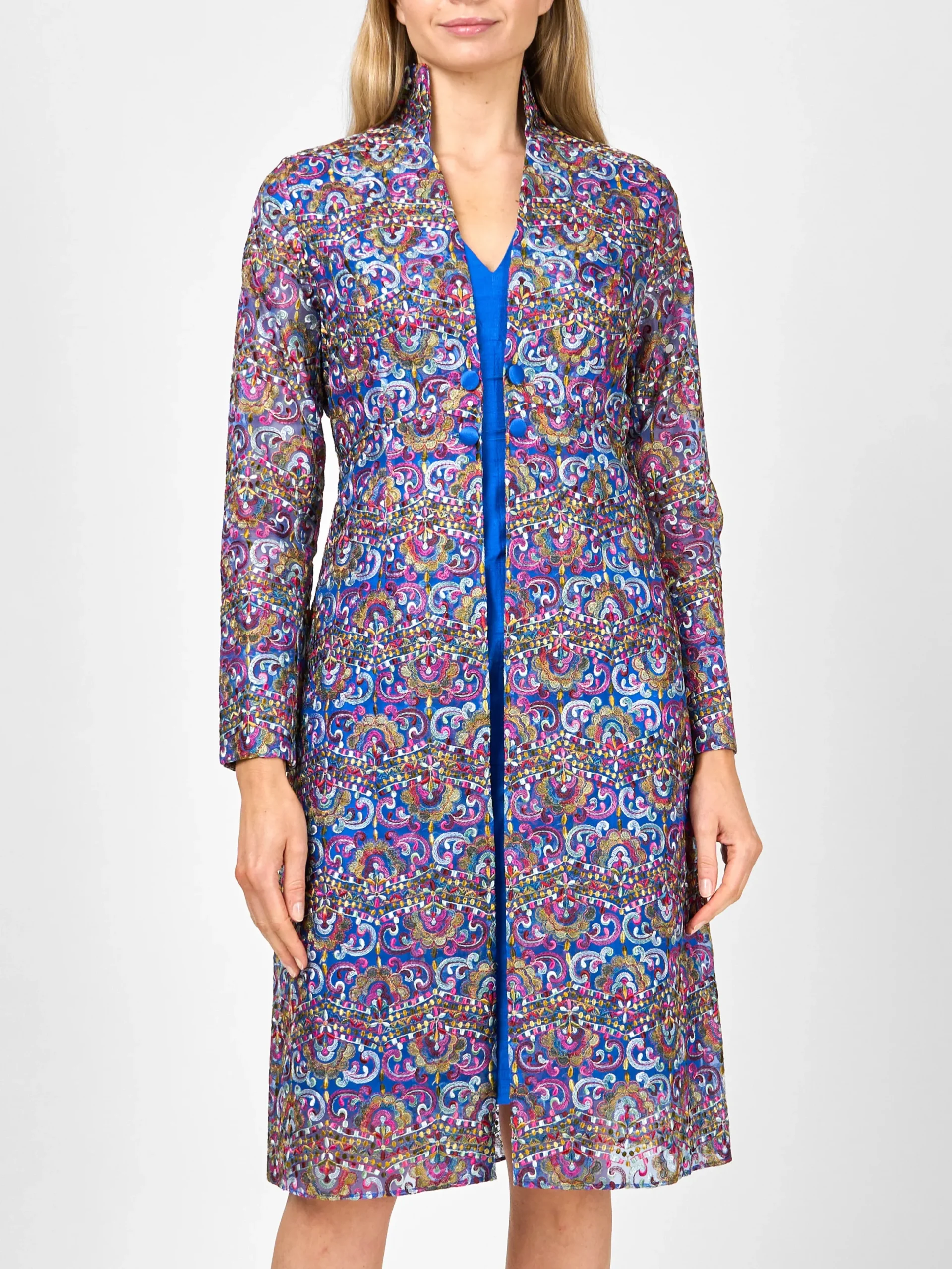 Favourbrook Belgravia Coat Sapphire Helsinki Silk Organza-Women Jackets & Coats