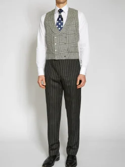 Favourbrook Belmont Black/Ecru Double Breasted 8 Button Shawl Lapel Waistcoat- Waistcoats | Royal Ascot Waistcoats