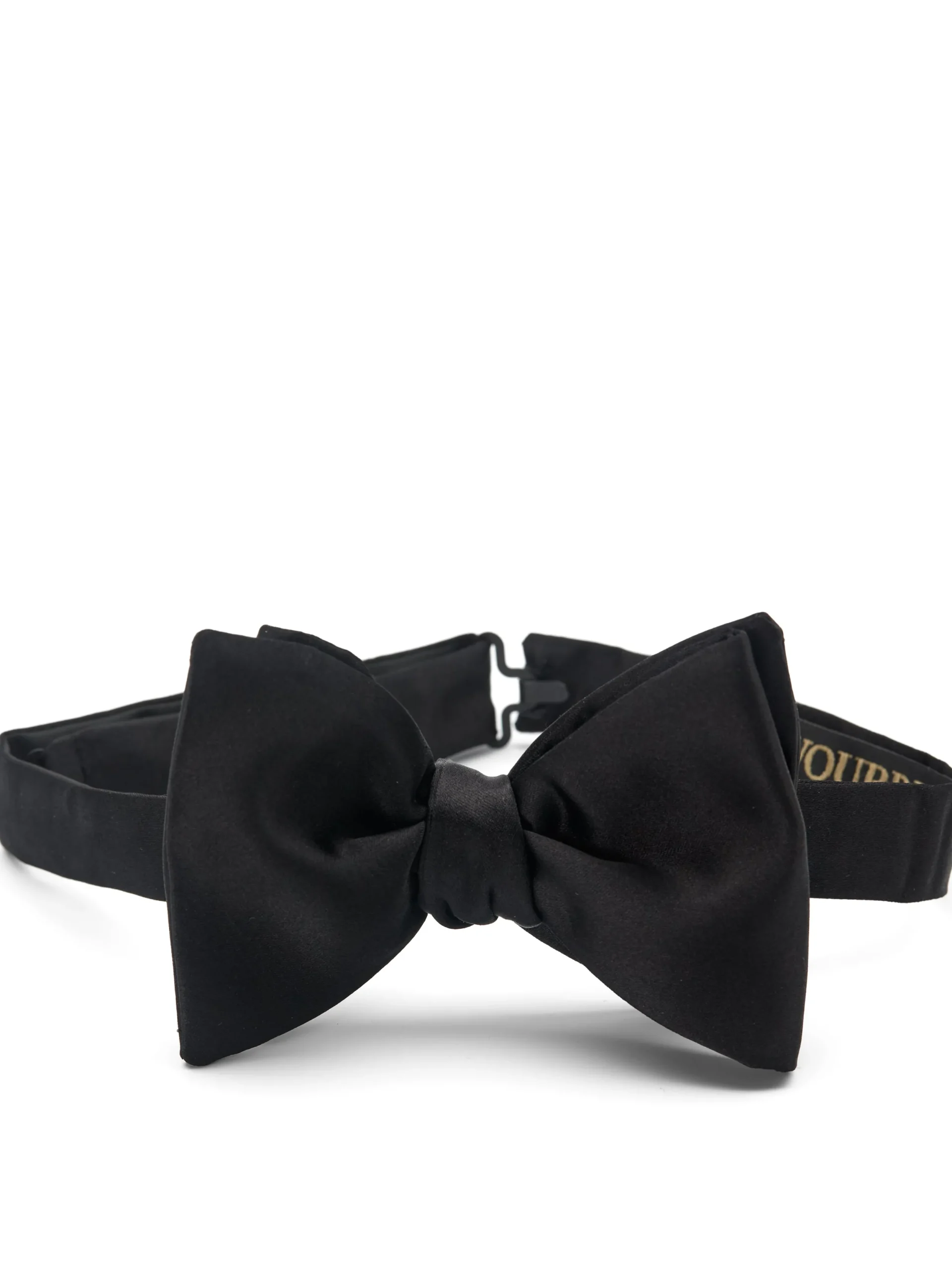 Favourbrook Black Duchesse Satin Silk Large Party Bow Tie- Bow Ties