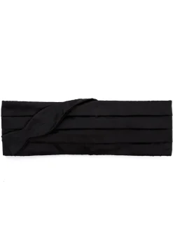 Favourbrook Black Duchesse Satin Silk Pleated Cummerbund & Bow Tie Set- Eveningwear | Bow Ties & Cummerbund Sets