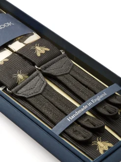 Favourbrook Black Gold Bees Silk Braces- Braces