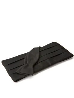 Favourbrook Black Grosgrain Silk Pleated Cummerbund & Bow Tie Set- Bow Ties & Cummerbund Sets