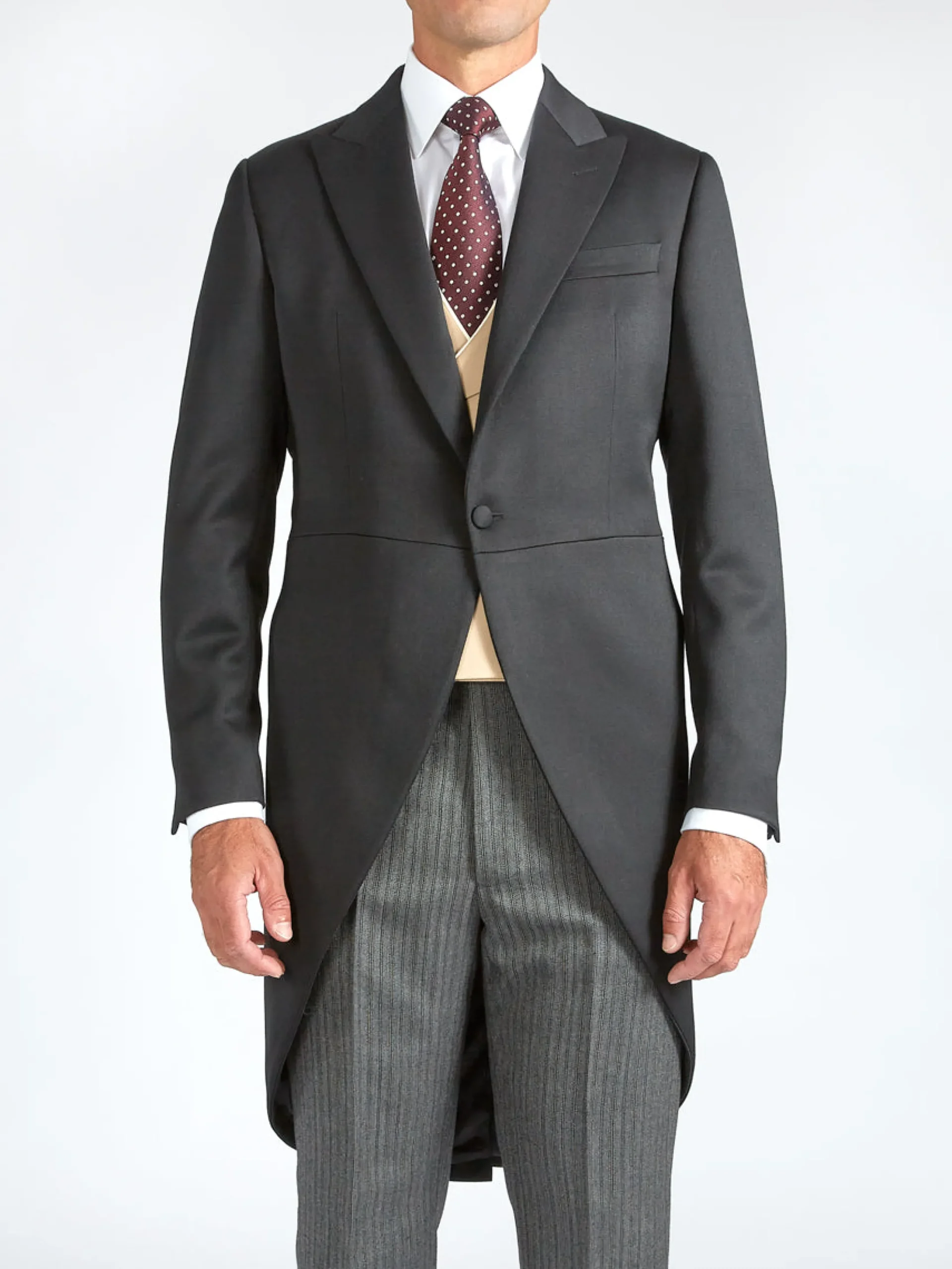 Favourbrook Black Hampton Barathea Wool Morning Coat- Groomswear | Wedding Attire