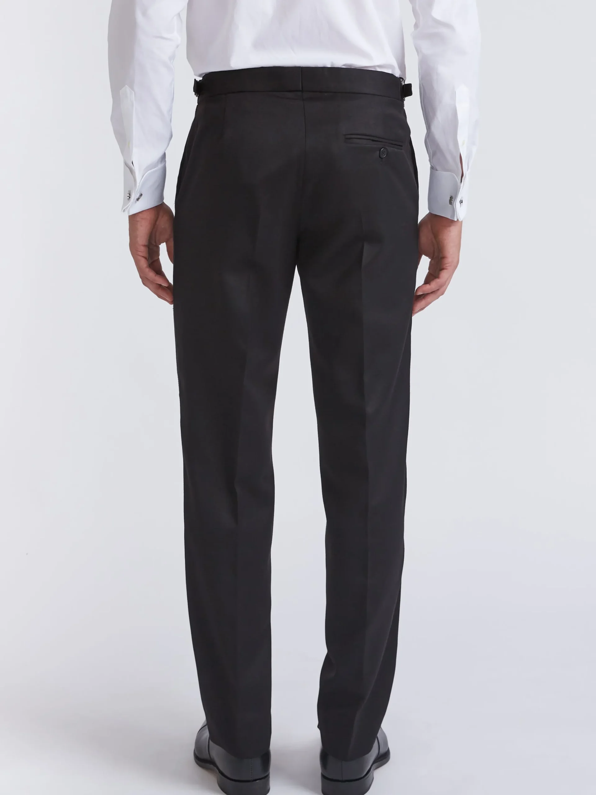Favourbrook Black Hampton Wool Flat Front Dress Trouser- Eveningwear | Trousers