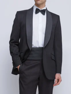 Favourbrook Black Hampton Wool Shawl Lapel Dinner Jacket- Occasionwear | Dinner Jackets