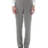 Favourbrook Black Houndstooth Wool High Waisted Flat Front Trouser- Groomswear | Trousers