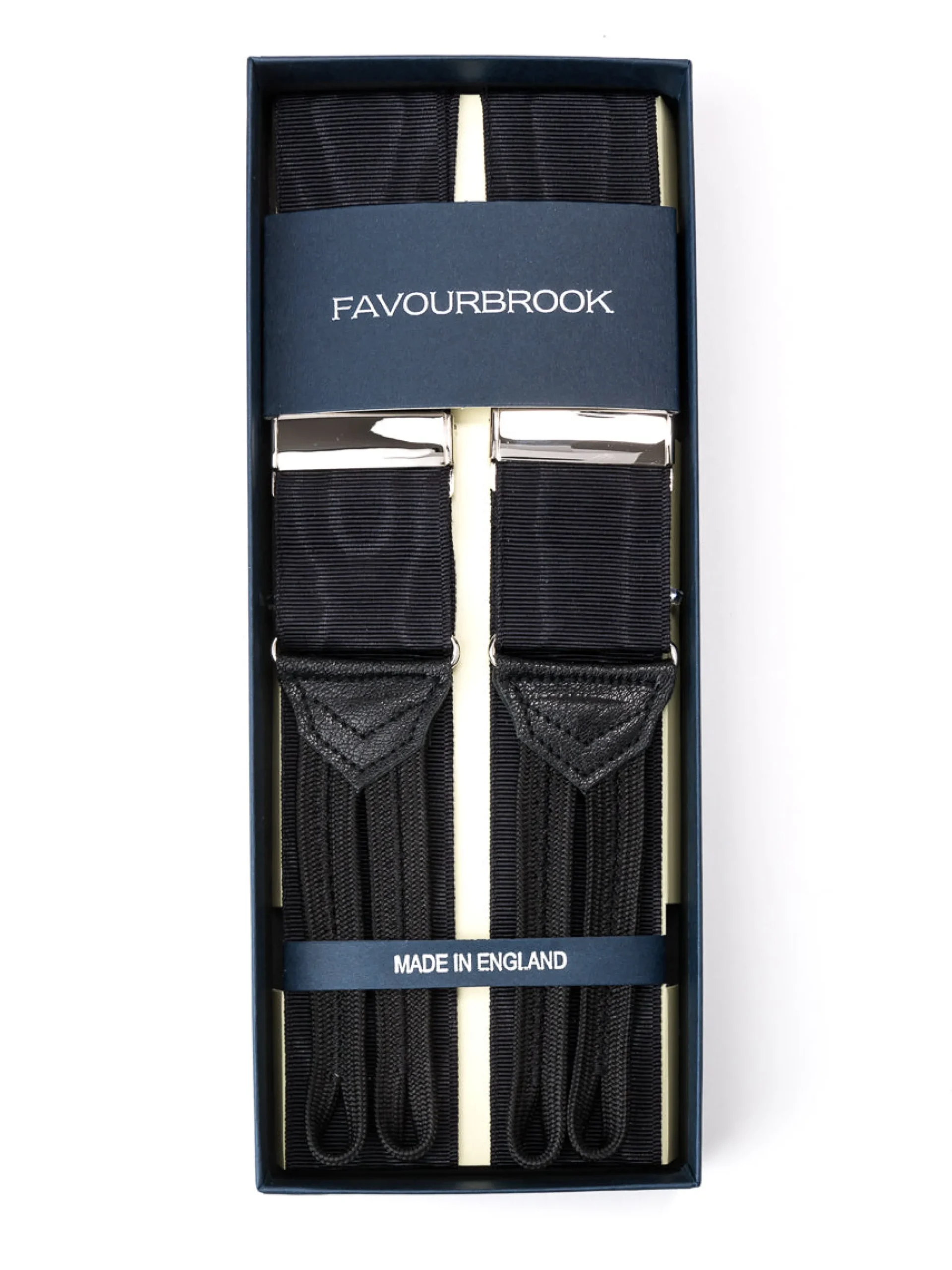 Favourbrook Black Moire Silk Braces- Braces
