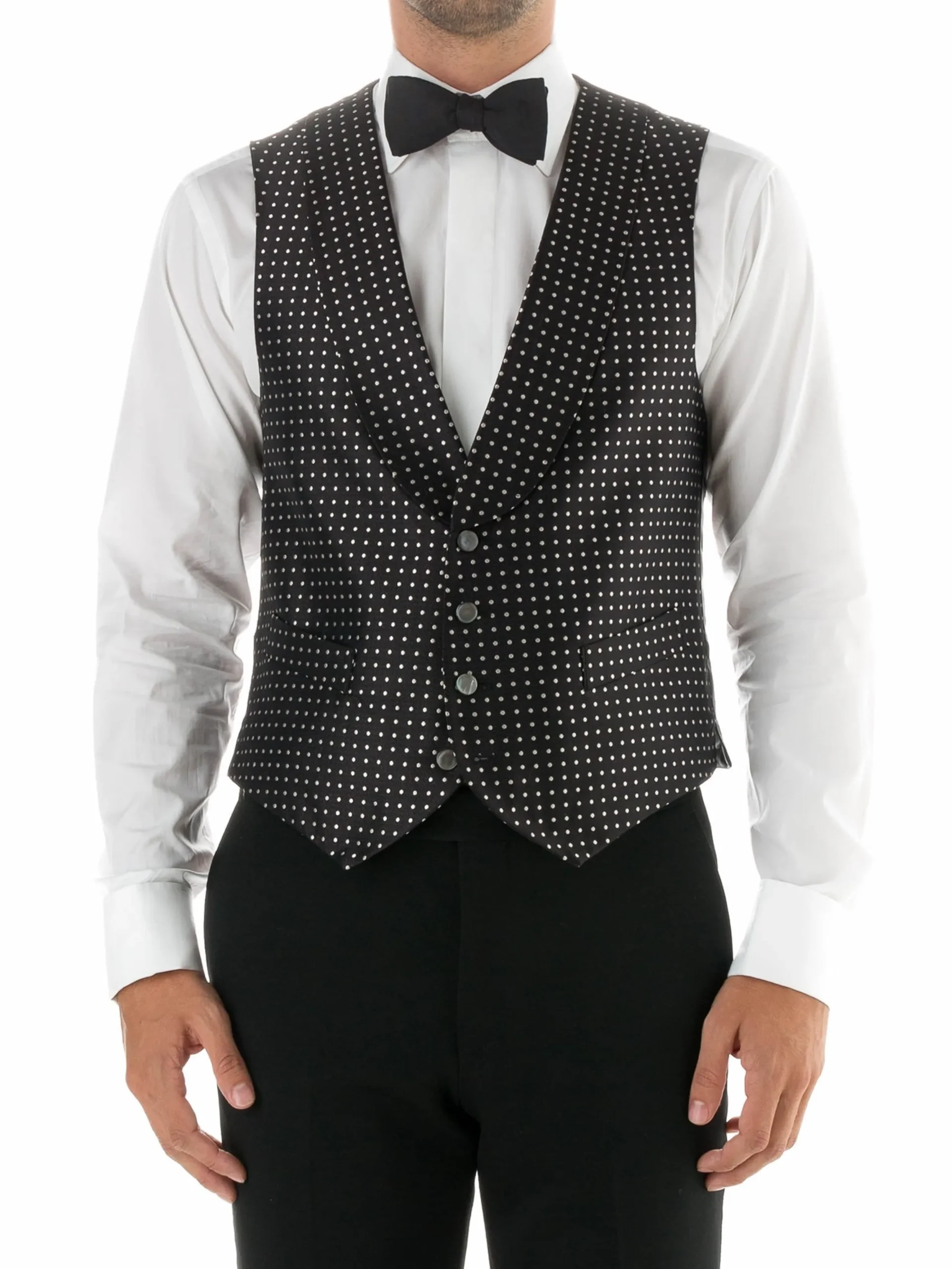 Favourbrook Black Pickwick Silk Single Breasted 4 Button Shawl Lapel Waistcoat- Waistcoats | Evening Waistcoats