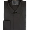 Favourbrook Black Poplin Pleated Pintuck Dress Shirt- Shirts