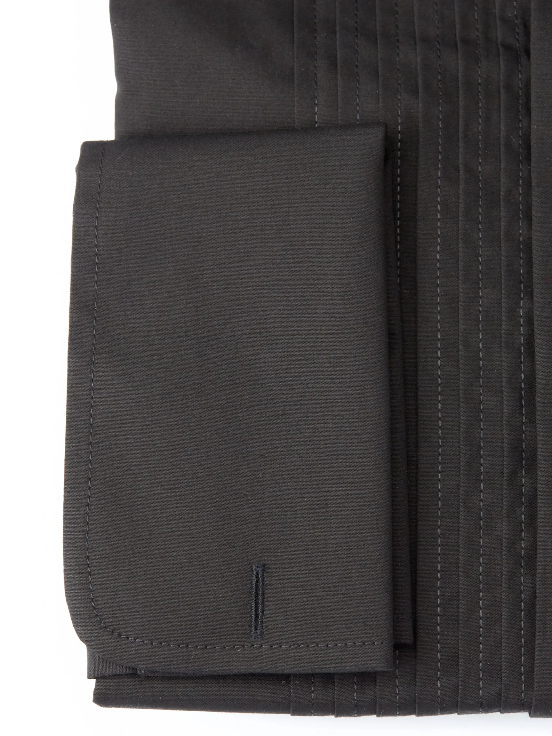 Favourbrook Black Poplin Pleated Pintuck Dress Shirt- Shirts