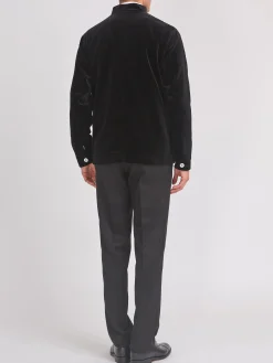 Favourbrook Black Velvet Cotton Artist Jacket- Eveningwear | Nehru Jackets
