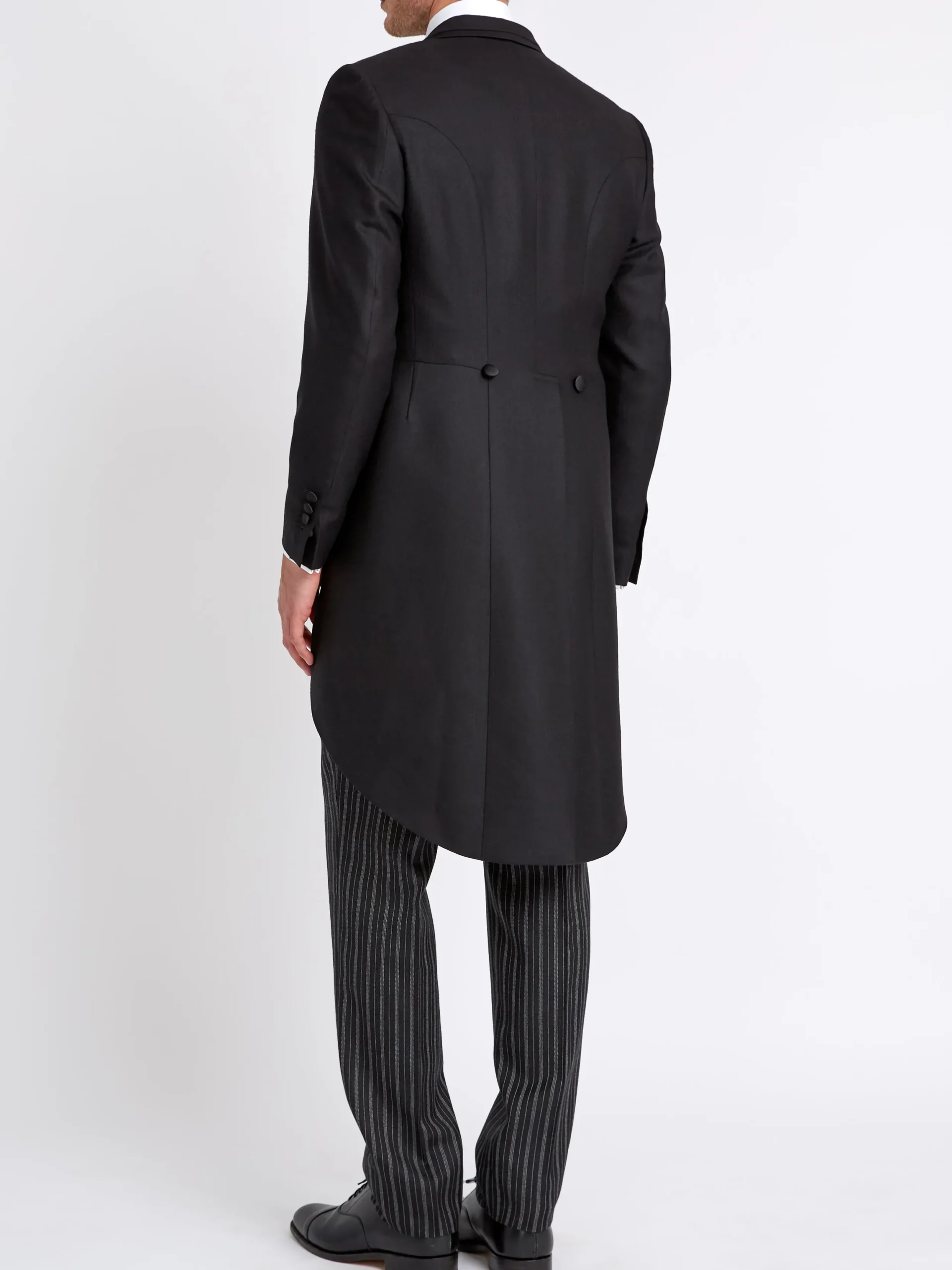 Favourbrook Black Windsor Herringbone Wool Morning Coat with trim- Royal Ascot | Occasionwear
