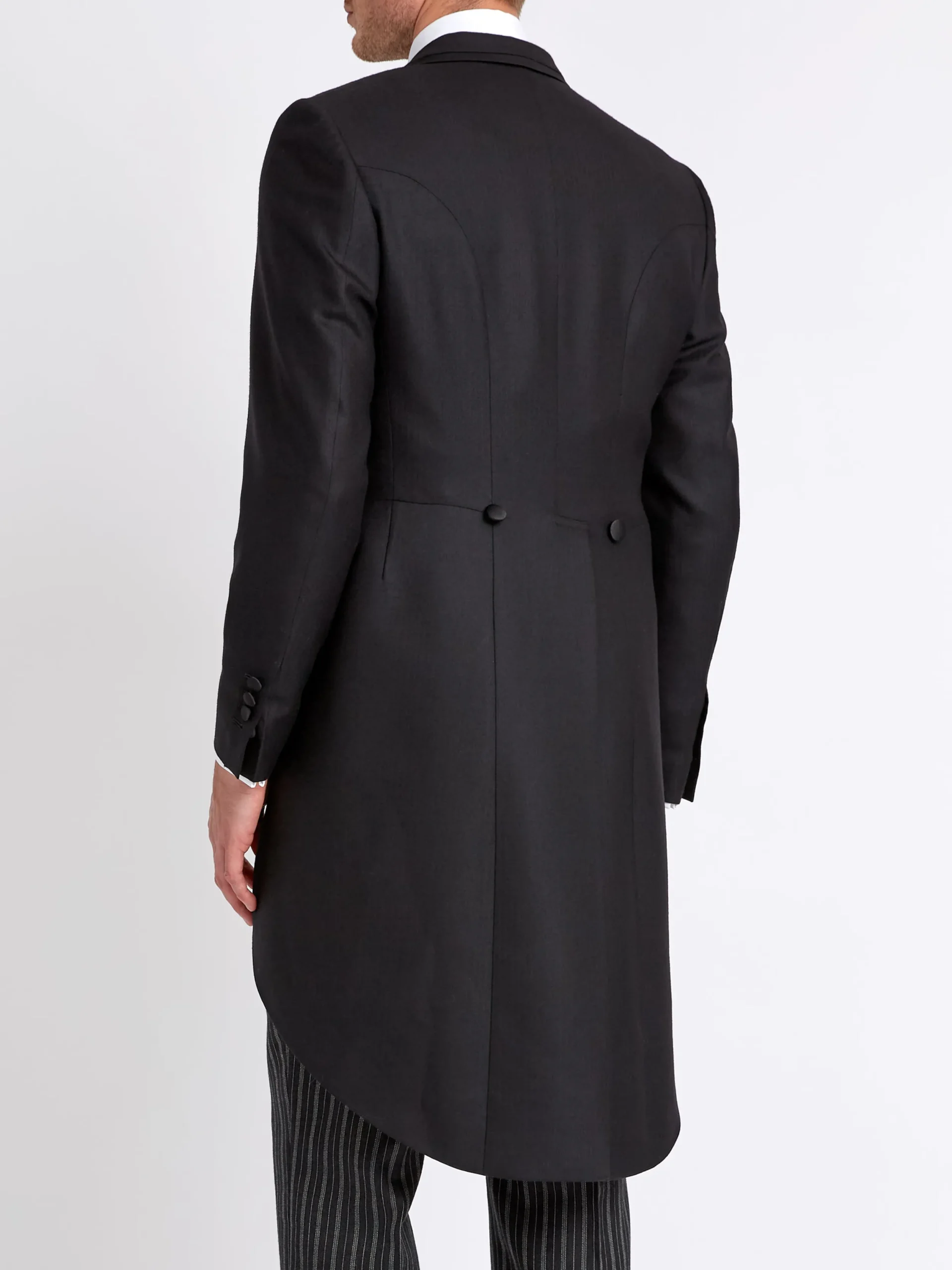Favourbrook Black Windsor Herringbone Wool Morning Coat with trim- Royal Ascot | Occasionwear