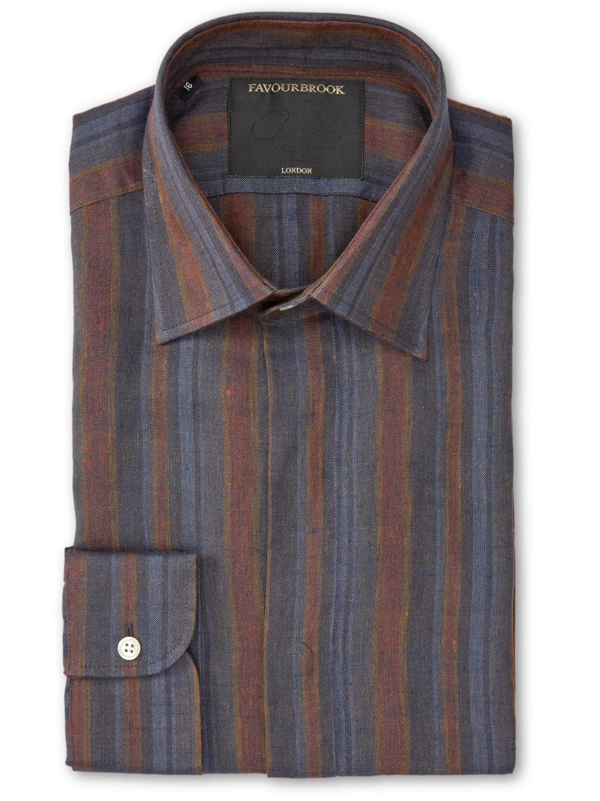 Favourbrook Blue Multi Perran Linen Ivy Shirt- Shirts