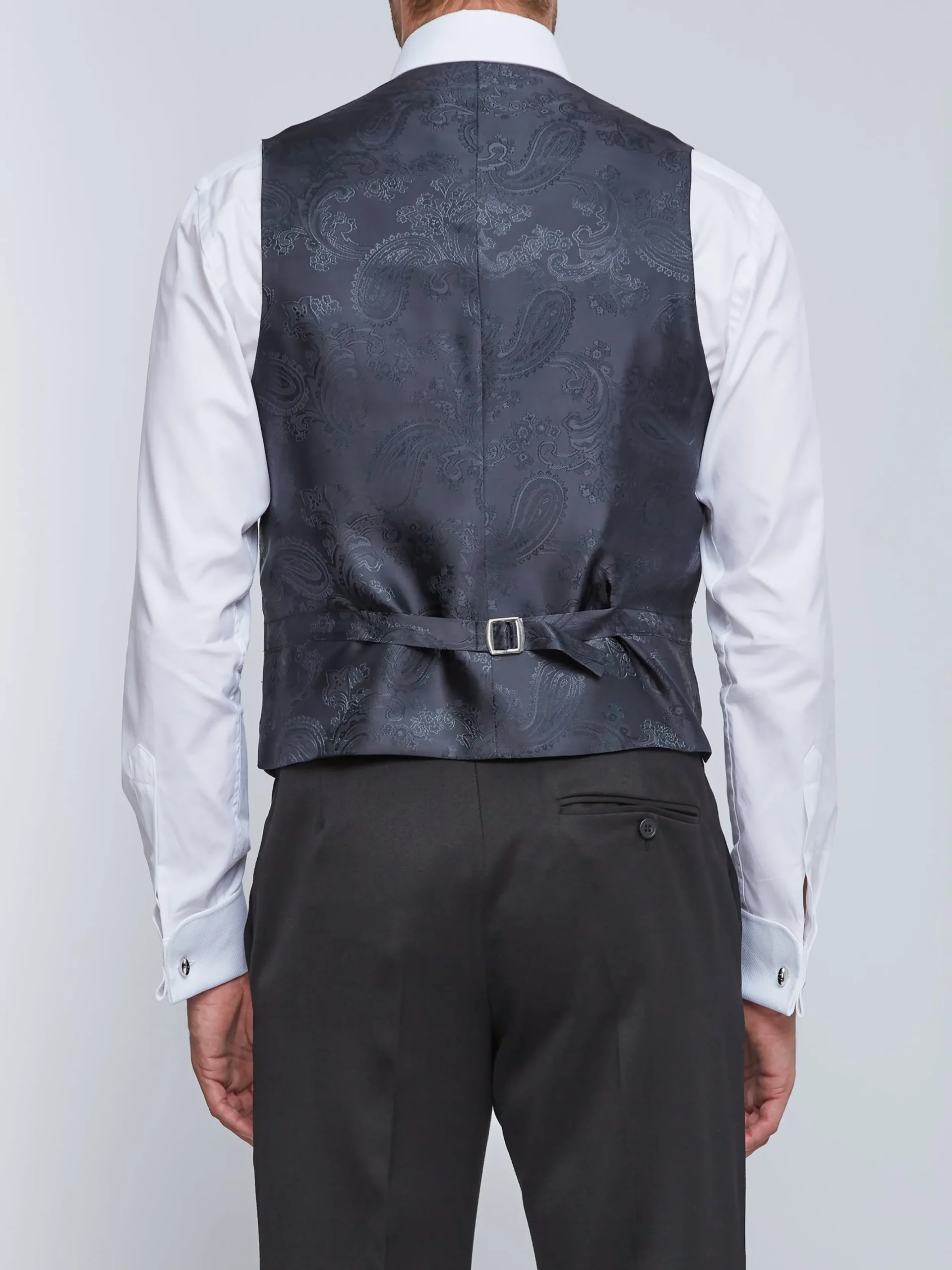 Favourbrook Blue Vincent Wool Single Breasted 4 Button Shawl Lapel Waistcoat- Waistcoats | Evening Waistcoats