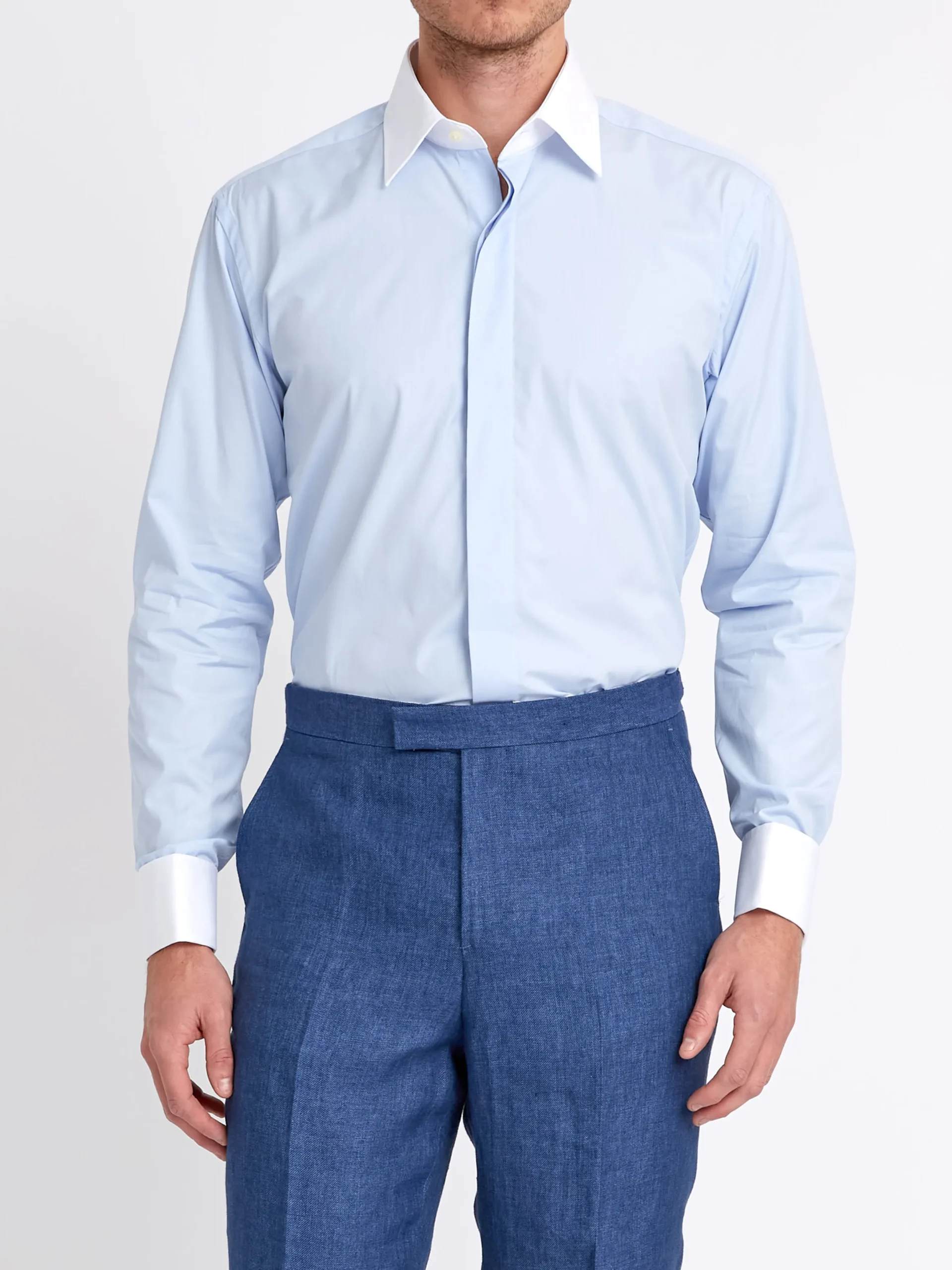 Favourbrook Blue/White Steed Cotton Gatsby Shirt- Shirts