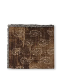 Favourbrook Brown Shirburn Paisley Wool Pocket Square- Pocket Squares