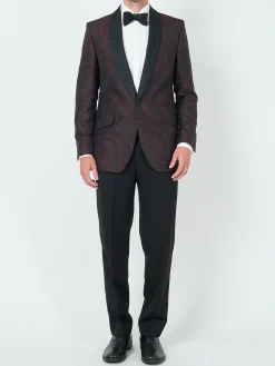 Favourbrook Burgundy Heathcote Paisley Shawl Lapel Dinner Jacket- Occasionwear | Dinner Jackets