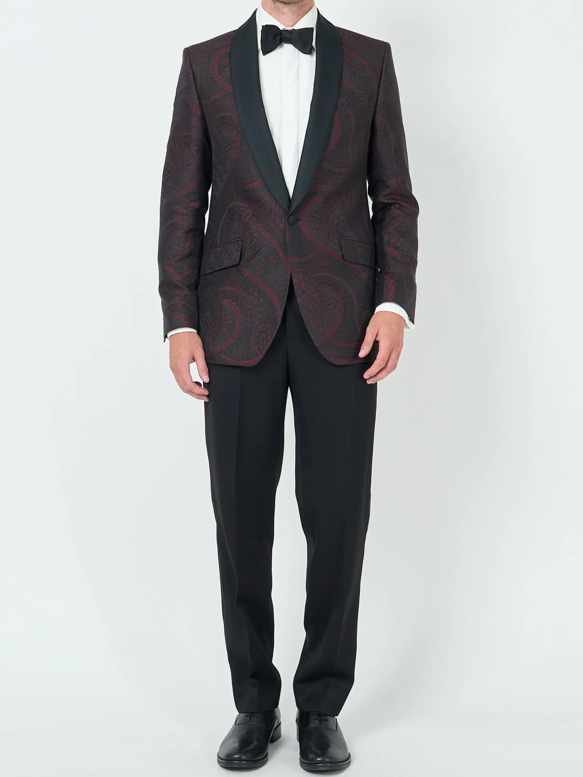 Favourbrook Burgundy Heathcote Paisley Shawl Lapel Dinner Jacket- Occasionwear | Dinner Jackets