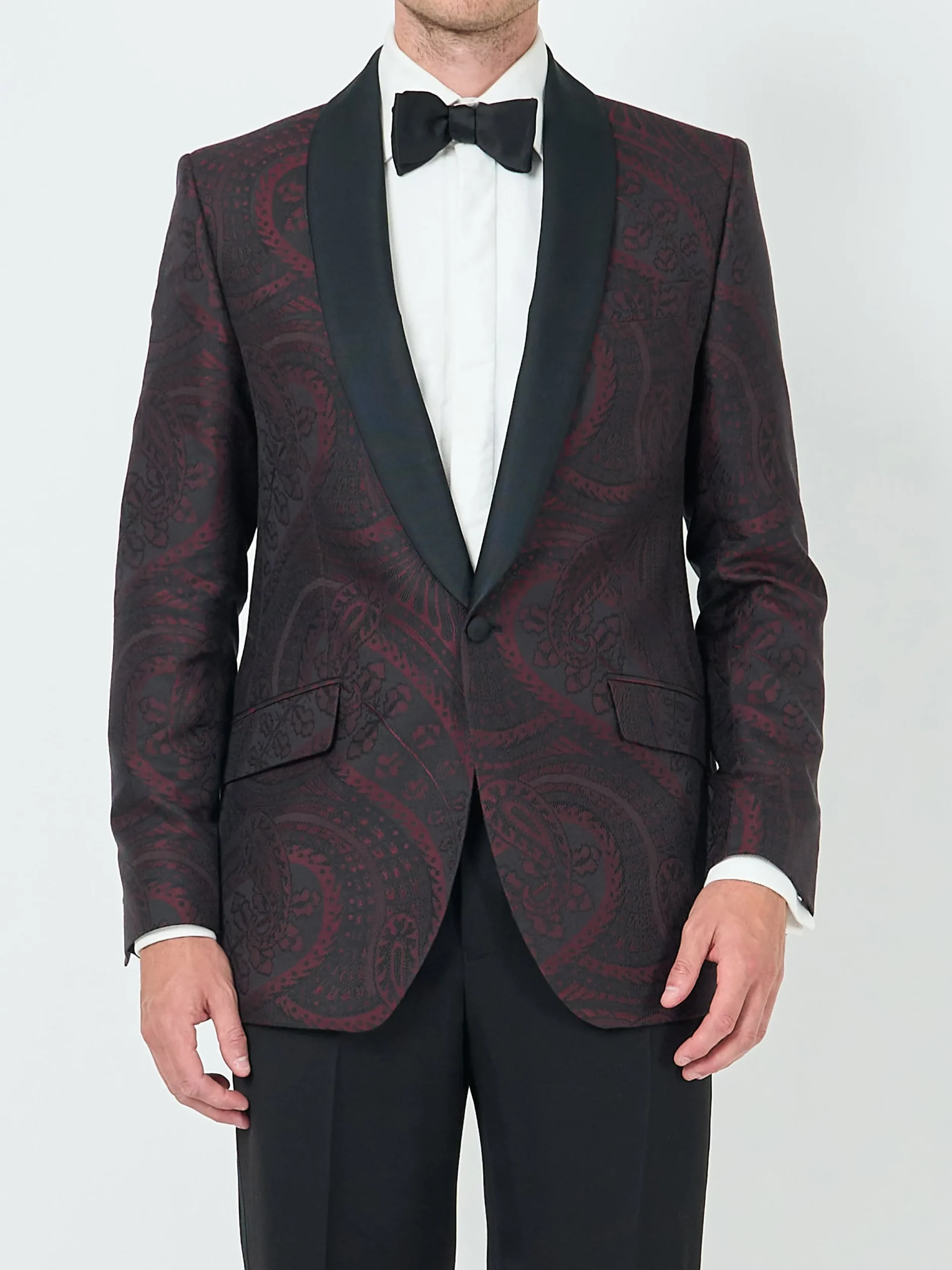 Favourbrook Burgundy Heathcote Paisley Shawl Lapel Dinner Jacket- Occasionwear | Dinner Jackets
