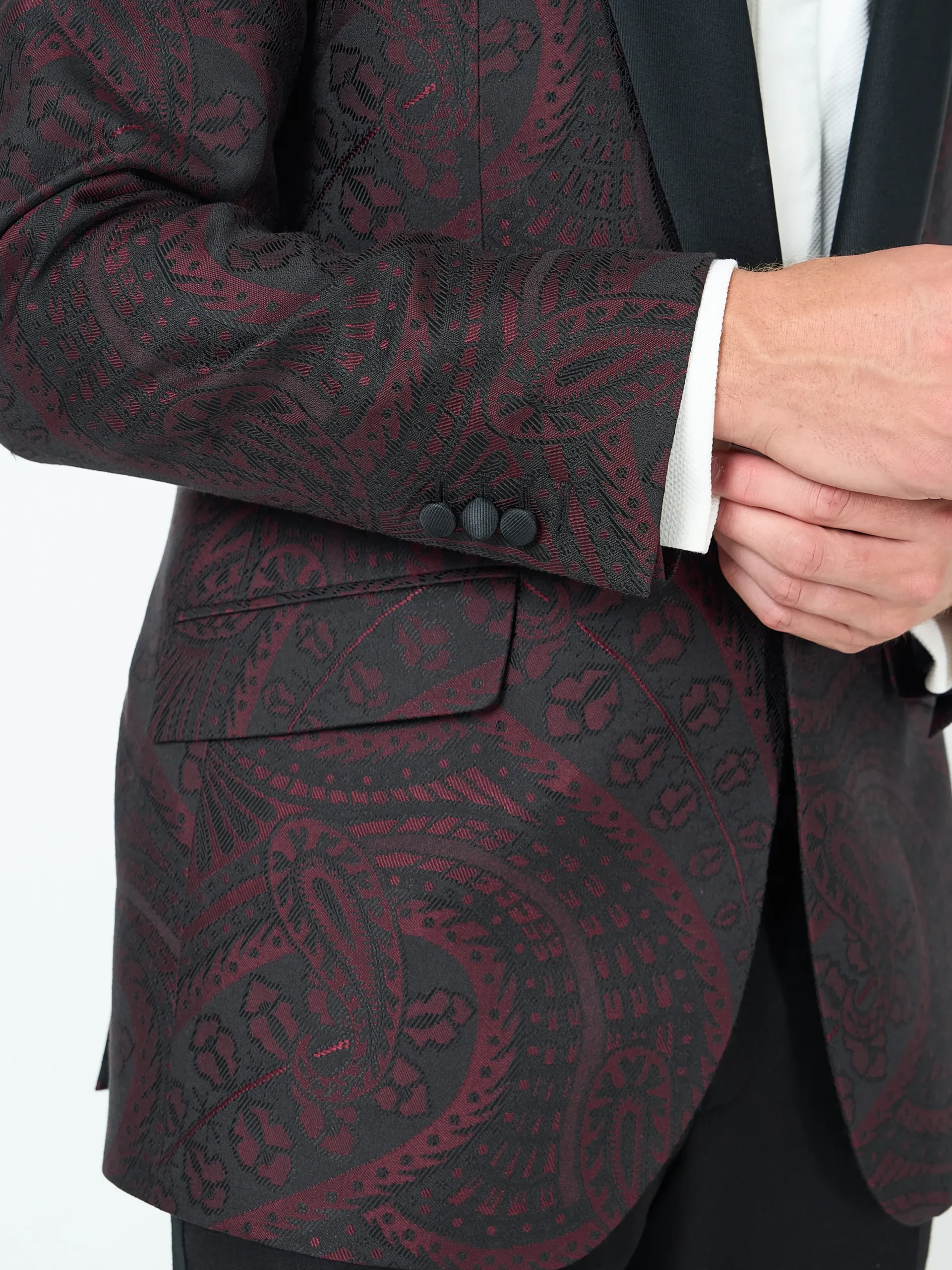 Favourbrook Burgundy Heathcote Paisley Shawl Lapel Dinner Jacket- Occasionwear | Dinner Jackets