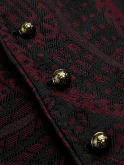 Favourbrook Burgundy Heathcote Paisley Single Breasted 4 Button Piped Waistcoat- Waistcoats | Single Breasted Waistcoats