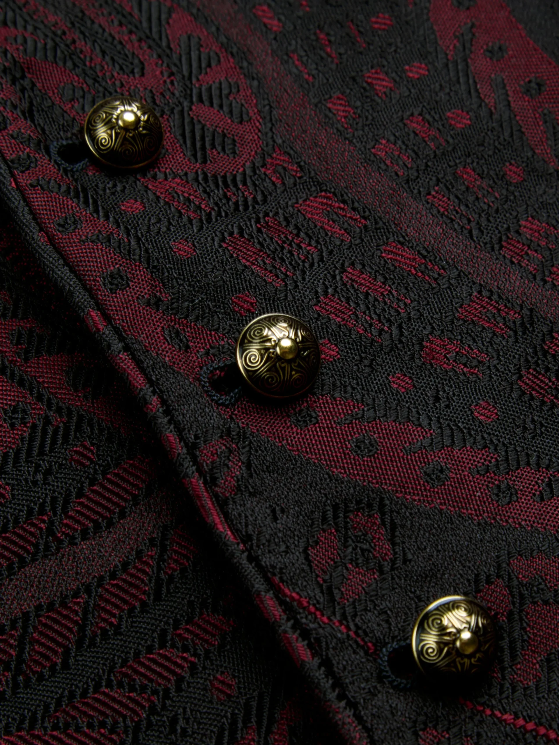 Favourbrook Burgundy Heathcote Paisley Single Breasted 4 Button Piped Waistcoat- Waistcoats | Single Breasted Waistcoats