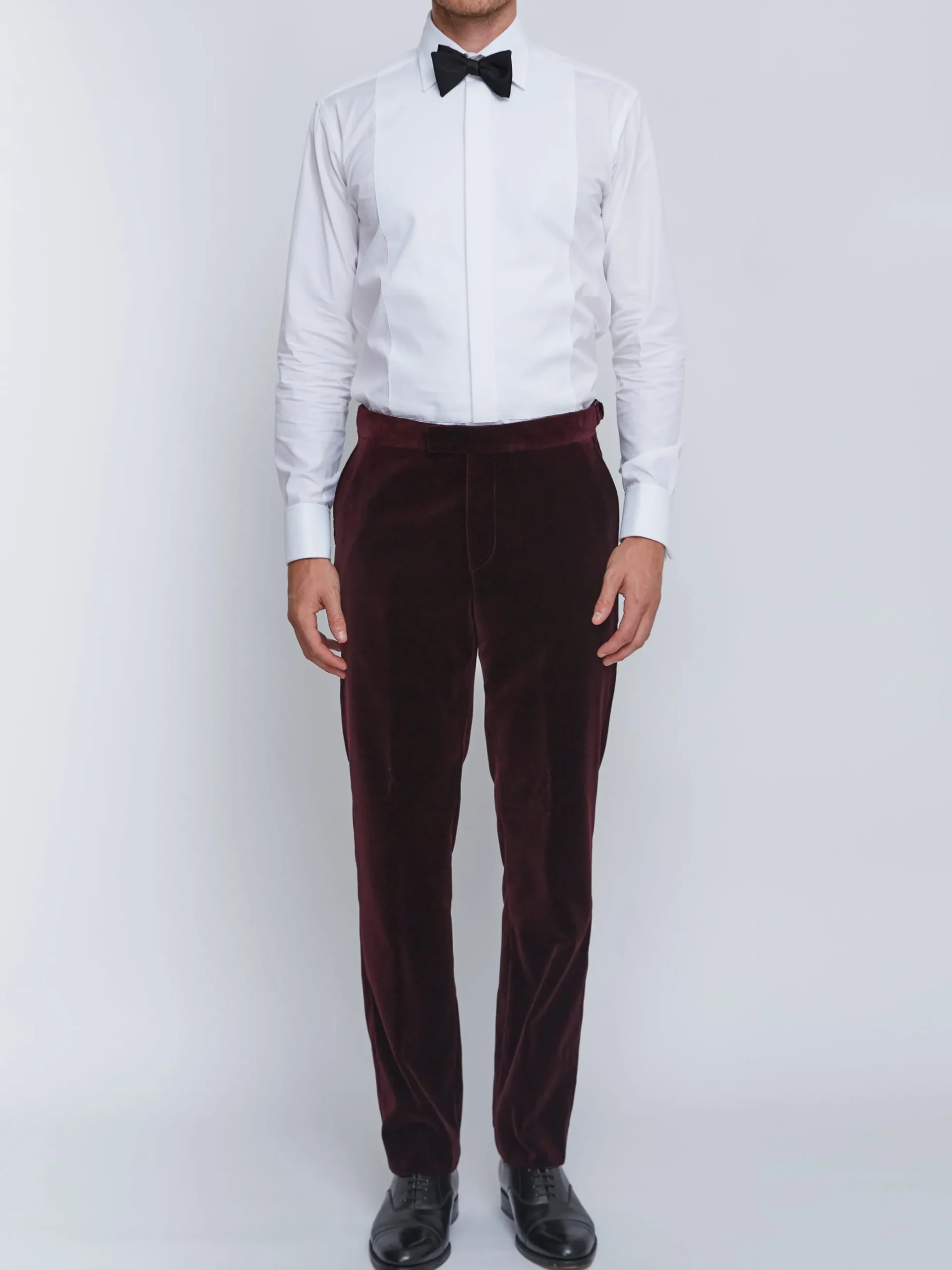 Favourbrook Burgundy Velvet Cotton Flat Front Dress Trouser- Trousers