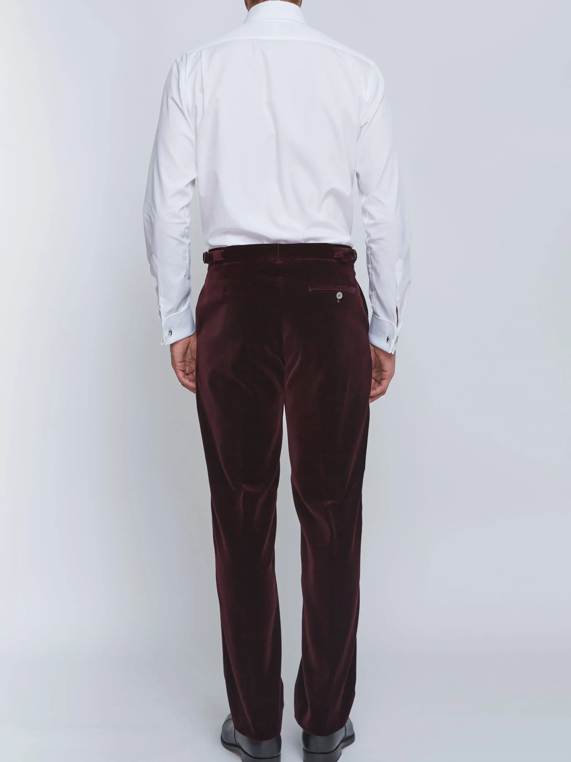 Favourbrook Burgundy Velvet Cotton Flat Front Dress Trouser- Trousers
