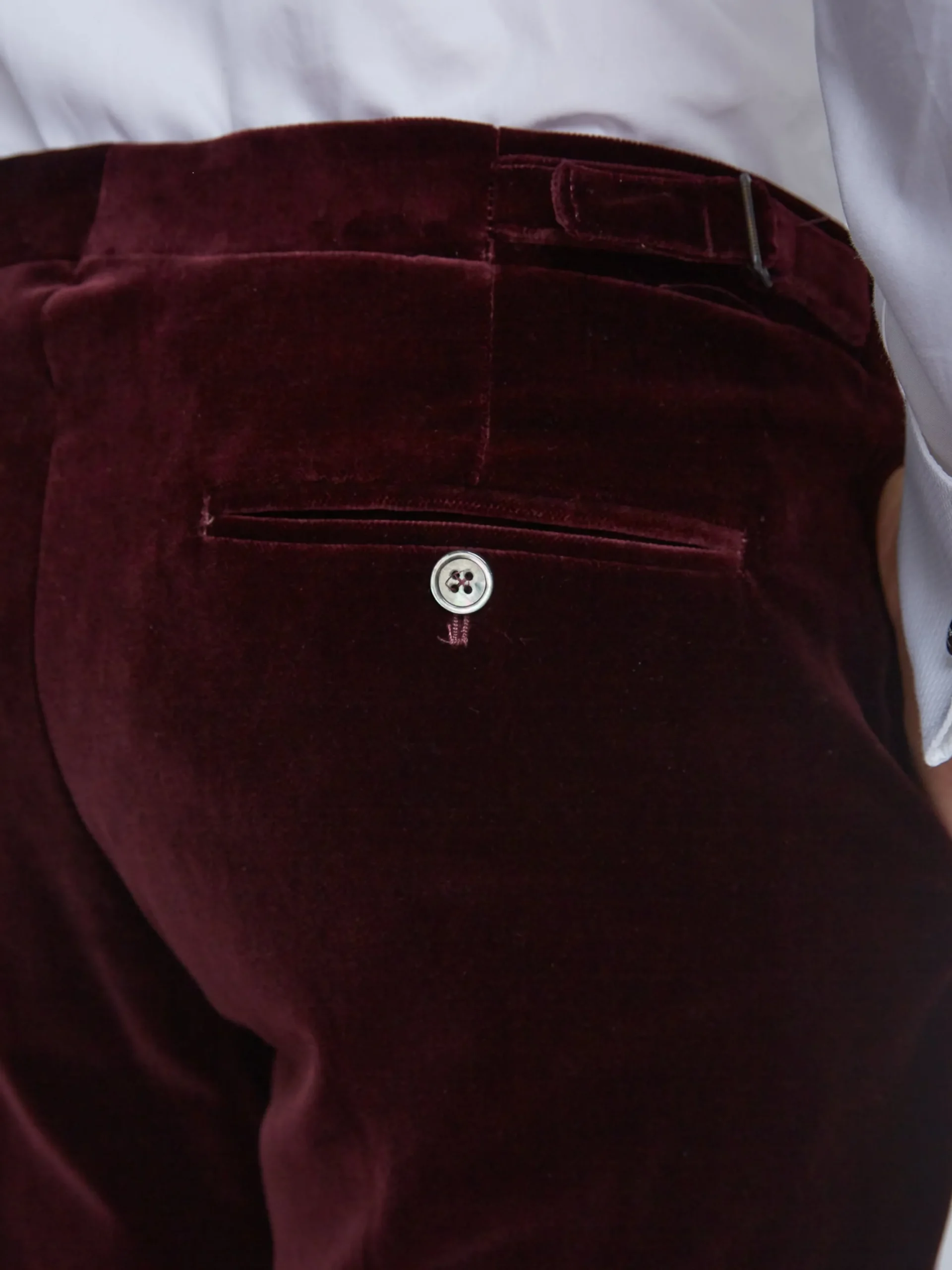 Favourbrook Burgundy Velvet Cotton Flat Front Dress Trouser- Trousers