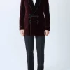 Favourbrook Burgundy Velvet Double Breasted Smoking Jacket- Eveningwear | Velvet Jackets