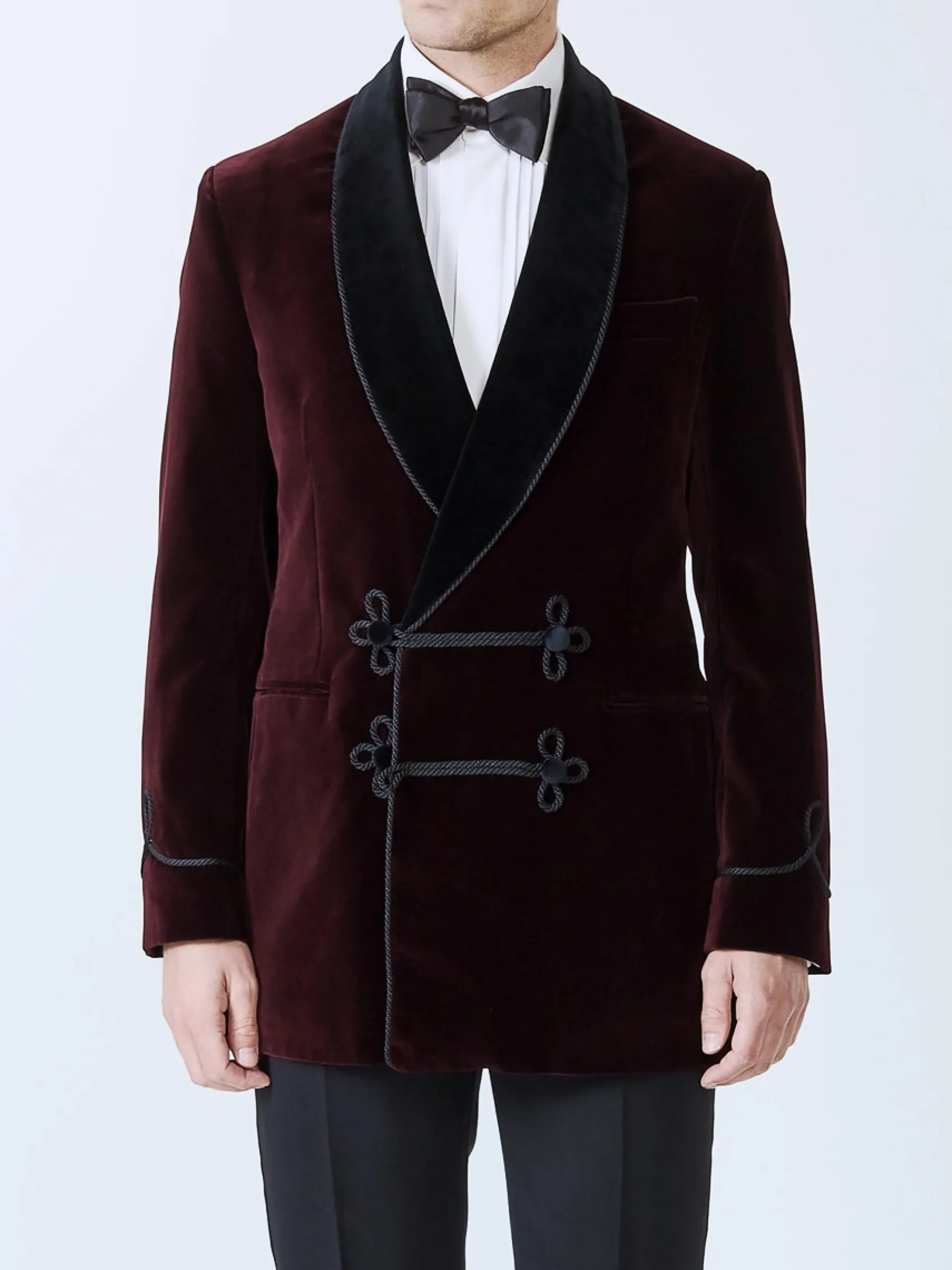 Favourbrook Burgundy Velvet Double Breasted Smoking Jacket- Eveningwear | Velvet Jackets