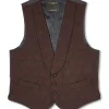 Favourbrook Burgundy Vincent Wool Single Breasted 4 Button Shawl Lapel Waistcoat- Waistcoats | Evening Waistcoats
