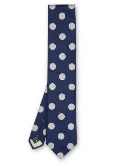 Favourbrook Cambridge Spot Navy/Silver Silk Tie- Ties