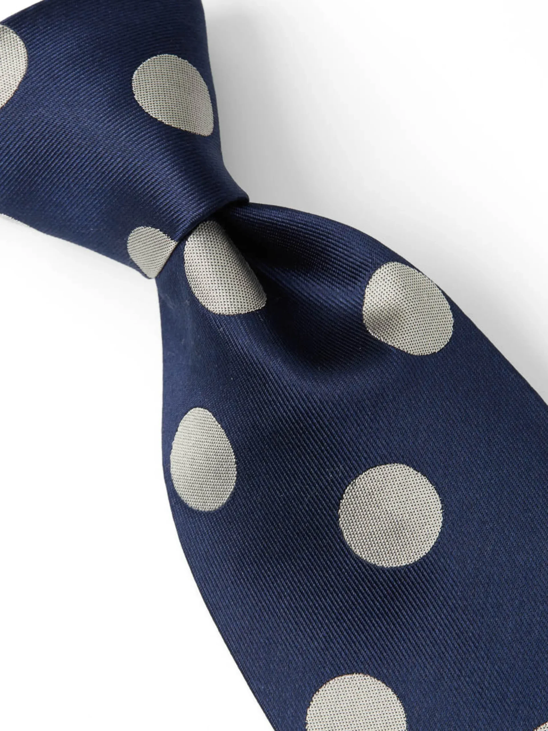 Favourbrook Cambridge Spot Navy/Silver Silk Tie- Ties