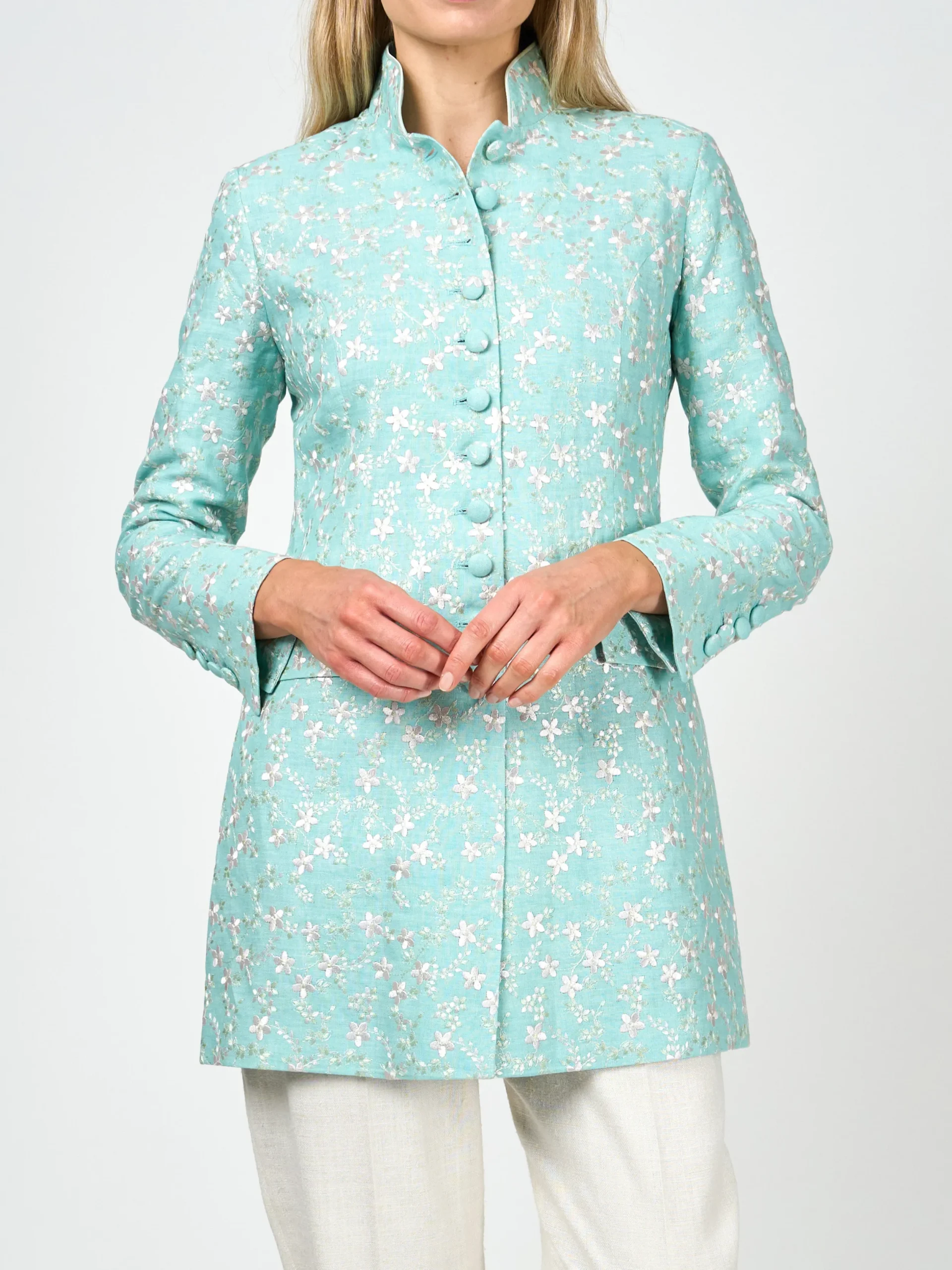Favourbrook Camden Jacket Aqua Lagoon Finborough Linen-Women Short Jackets | Jackets & Coats