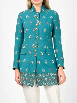 Favourbrook Camden Jacket Teal Wimbourne Linen-Women Short Jackets | Jackets & Coats