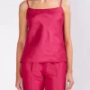 Favourbrook Camisole Bias Top Fuchsia Silverstone Silk Linen-Women Tops & Blouses
