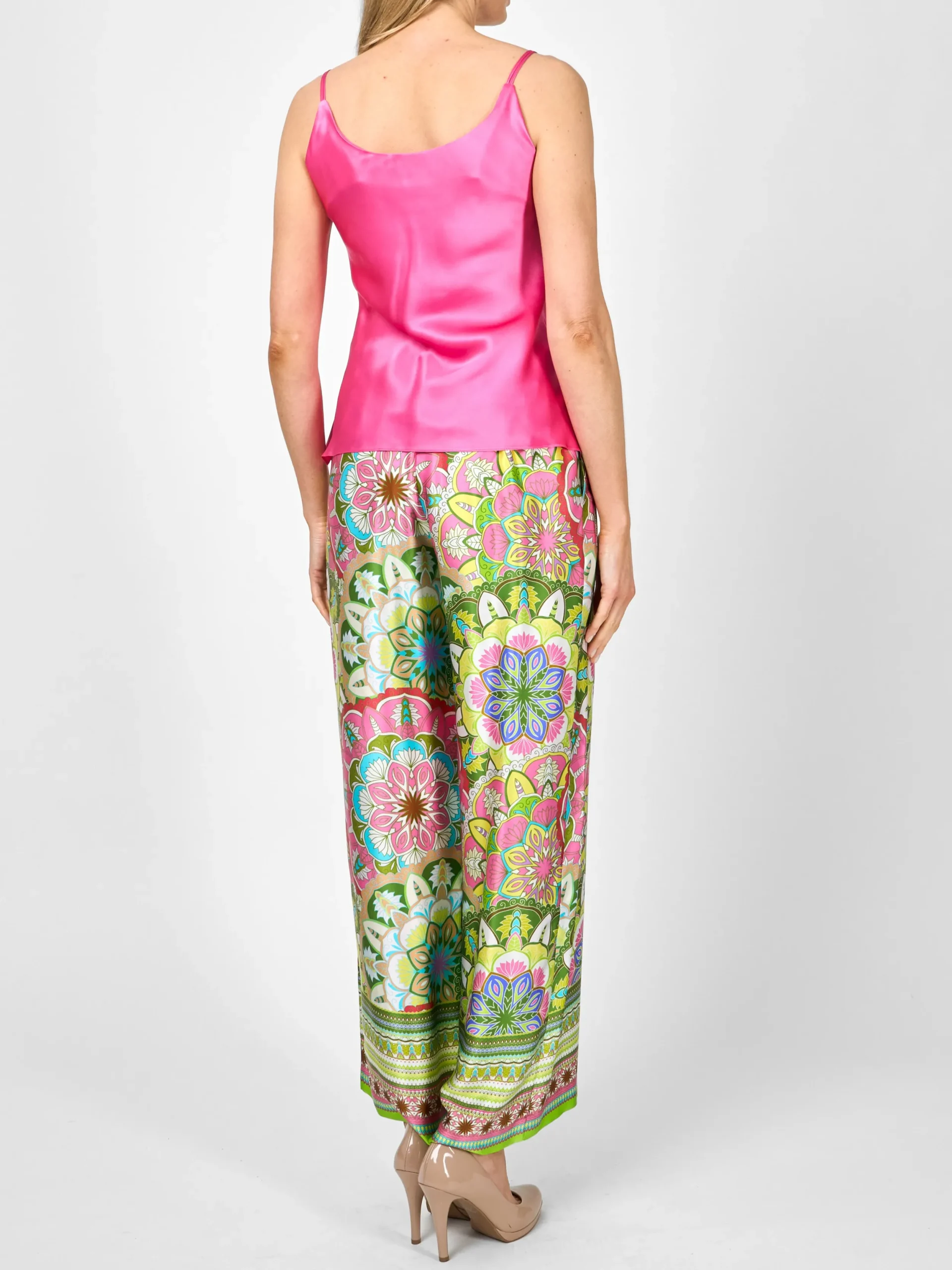 Favourbrook Camisole Bias Top Lipstick Pink Silk Crepe Satin-Women Tops & Blouses