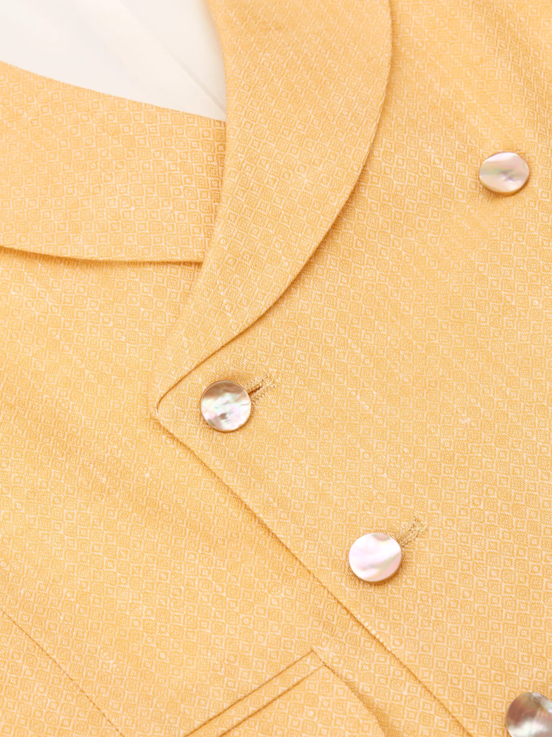 Favourbrook Canary Yellow Alnwick Herringbone Double Breasted 8 Button Shawl Lapel Waistcoat- Waistcoats | Shawl Lapel Waistcoats