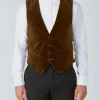 Favourbrook Cardamon Velvet Cotton Single Breasted 4 Button Piped Waistcoat- Waistcoats | Evening Waistcoats
