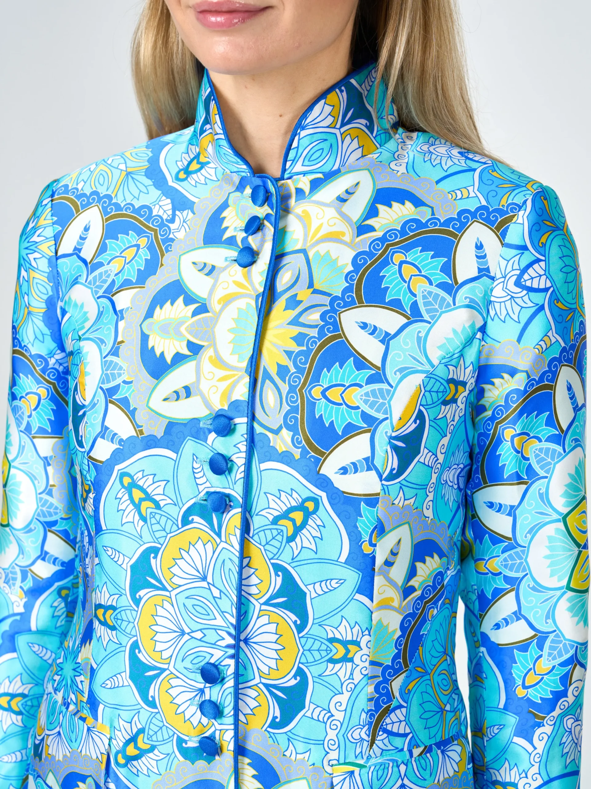 Favourbrook Carnaby Coat Blue Rockingham Silk Satin-Women Mother Of The Bride | Jackets & Coats