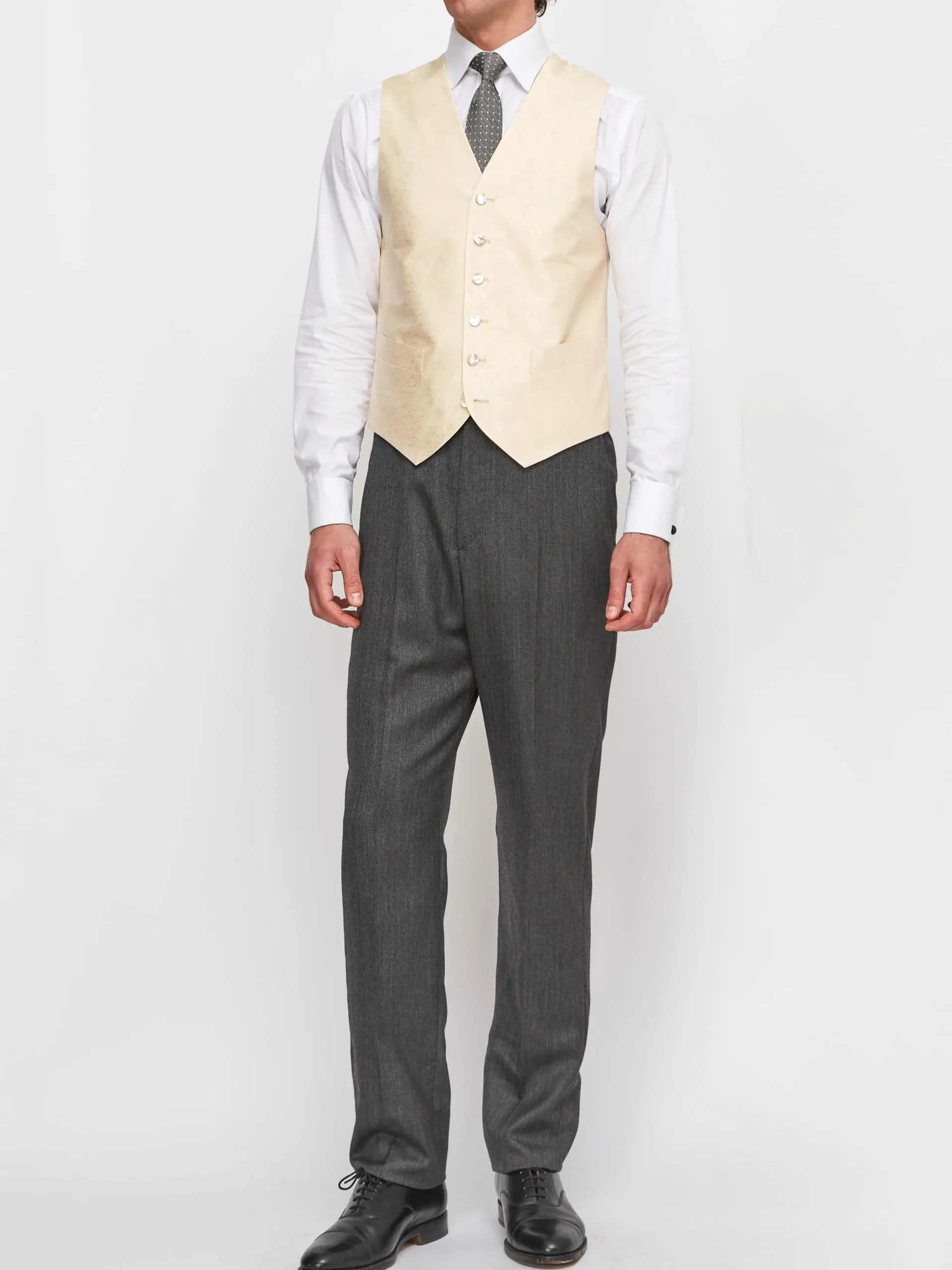 Favourbrook Champagne Romanoff Silk Single Breasted 6 Button Waistcoat- Waistcoats | Single Breasted Waistcoats