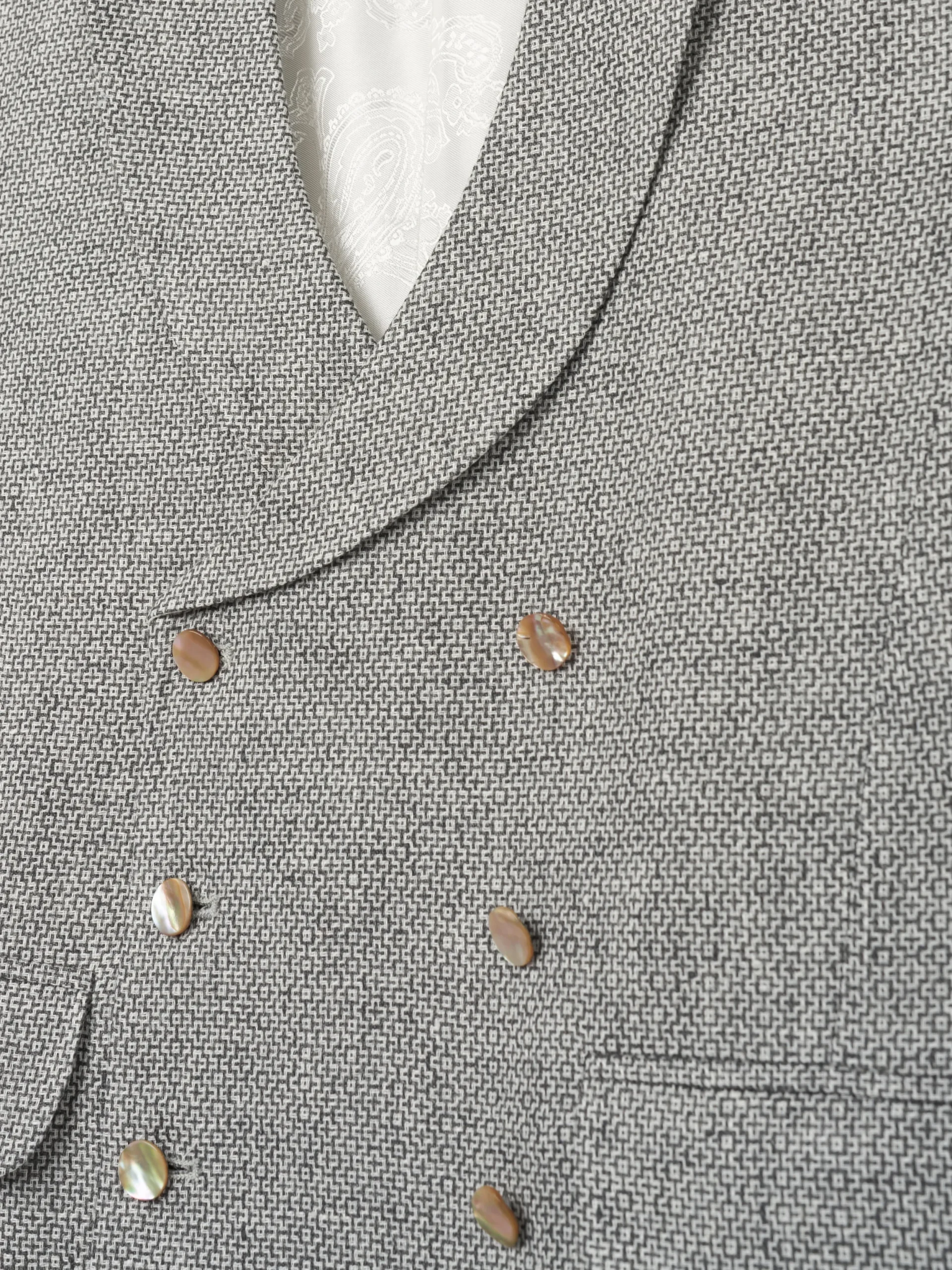 Favourbrook Charcoal Culcross Linen Double Breasted 8 Button Shawl Lapel Waistcoat- Waistcoats | Shawl Lapel Waistcoats