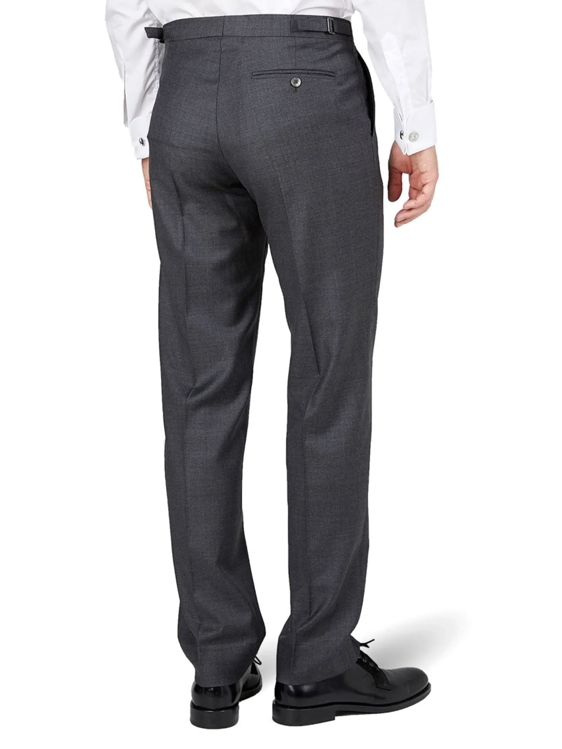 Favourbrook Charcoal Furlong Wool High Waisted Flat Front Trouser- Trousers