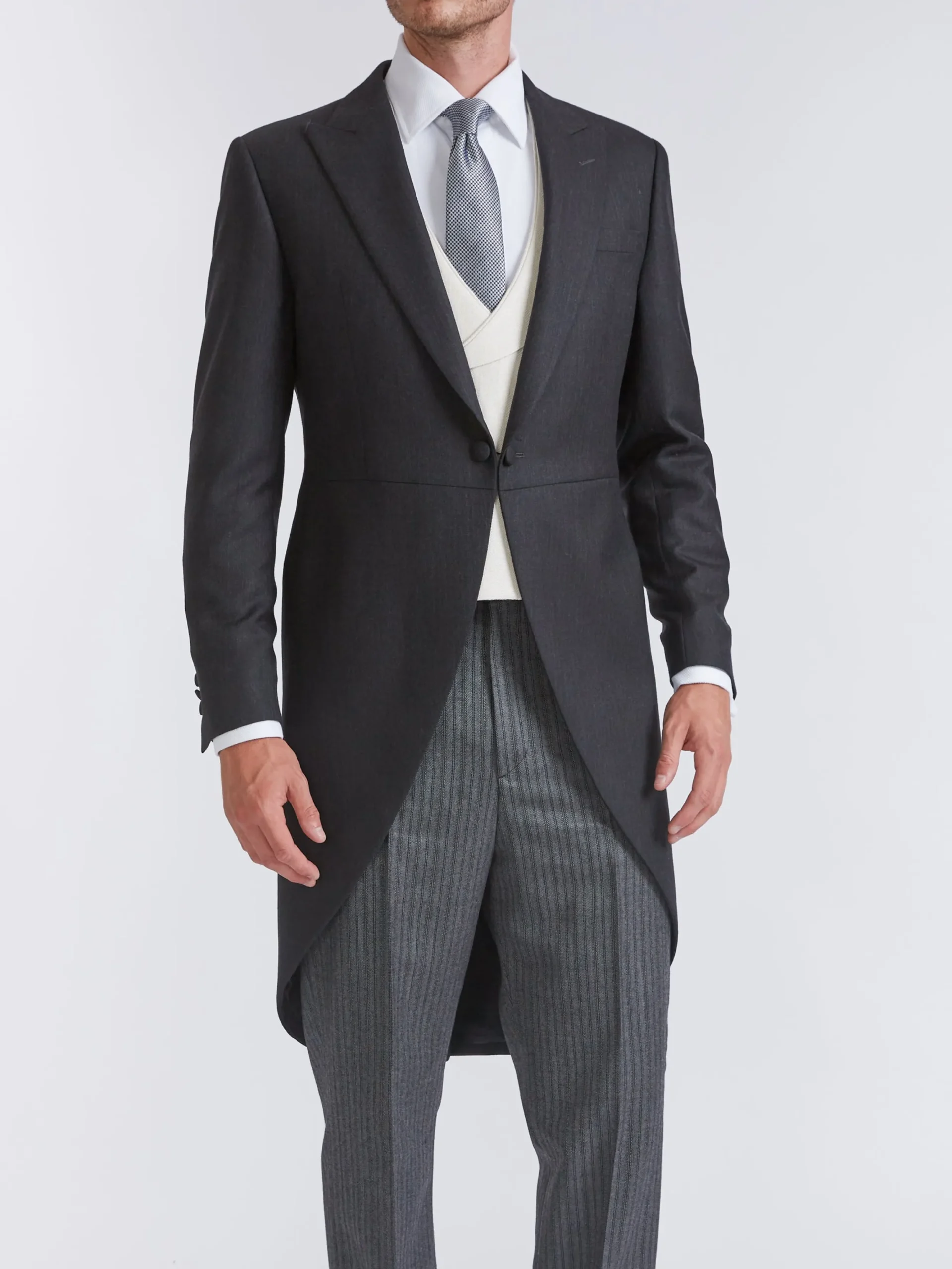 Favourbrook Charcoal Windsor Herringbone Wool Morning Coat- Wedding Attire | Occasionwear