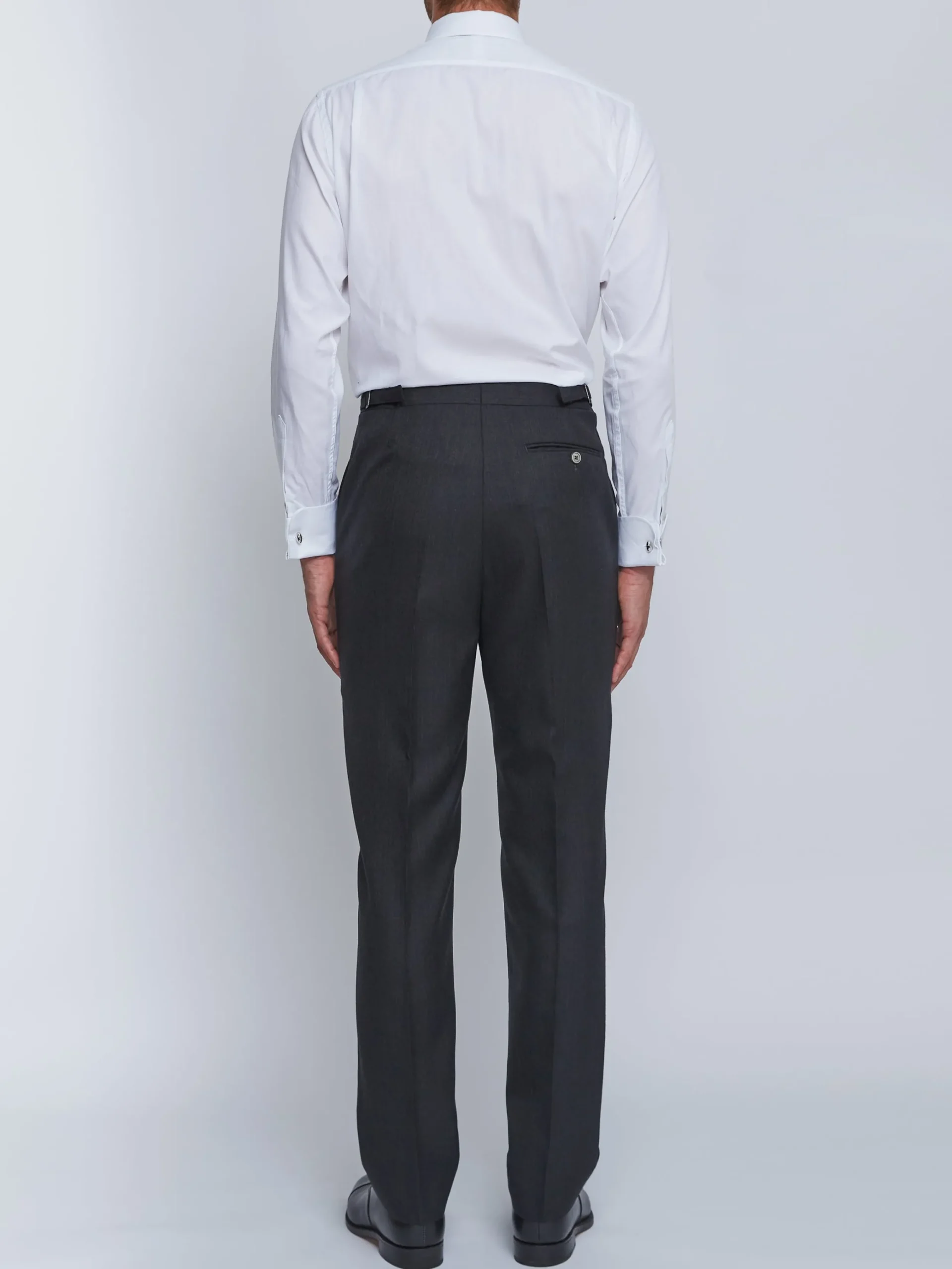 Favourbrook Charcoal Windsor Herringbone High Waisted Flat Front Trousers- Wedding Attire | Trousers